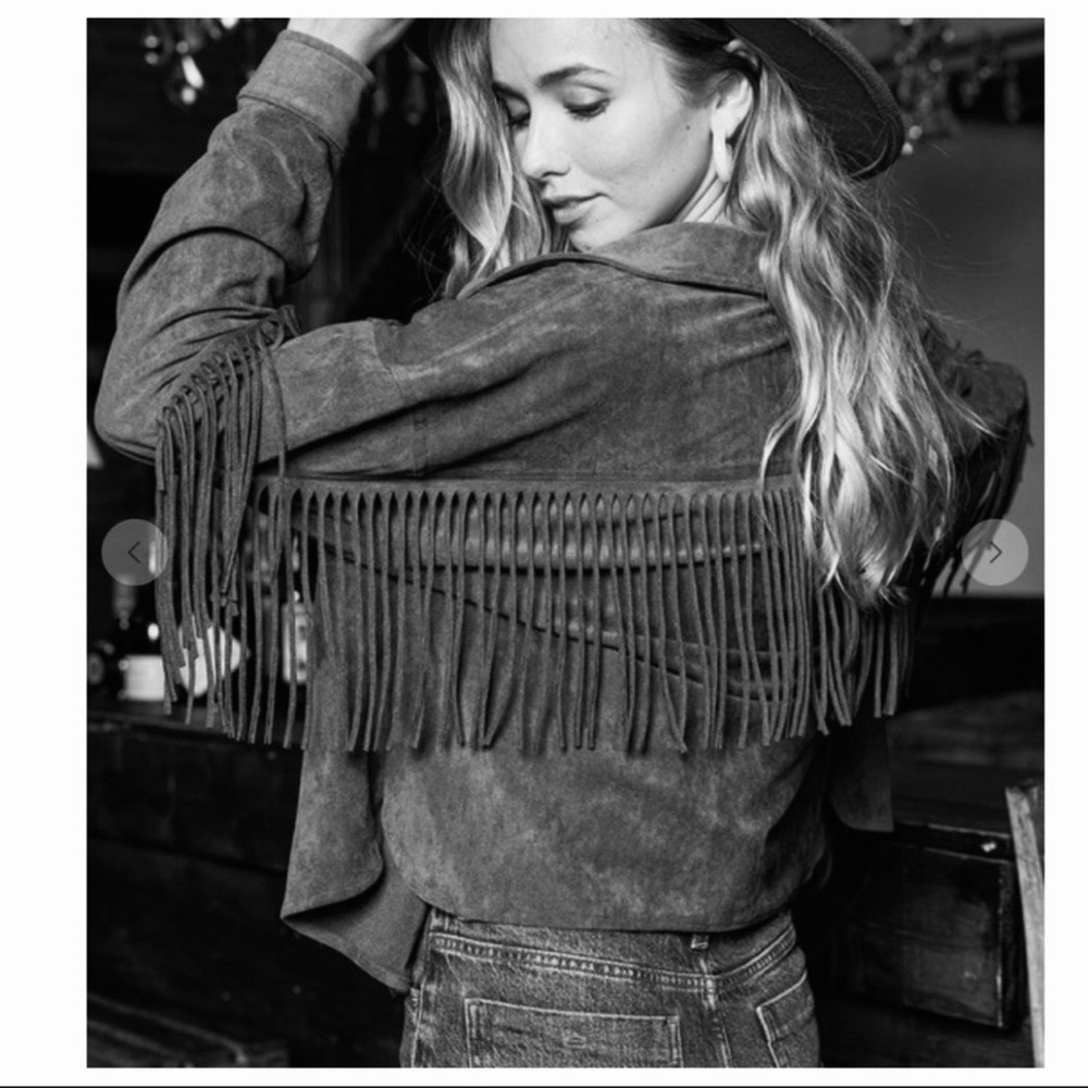 Hippie Boho Chic  Fringe Faux Suede Jacket